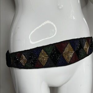 Beaded M/L Bugle Beaded Elastic Buttaneere Belt